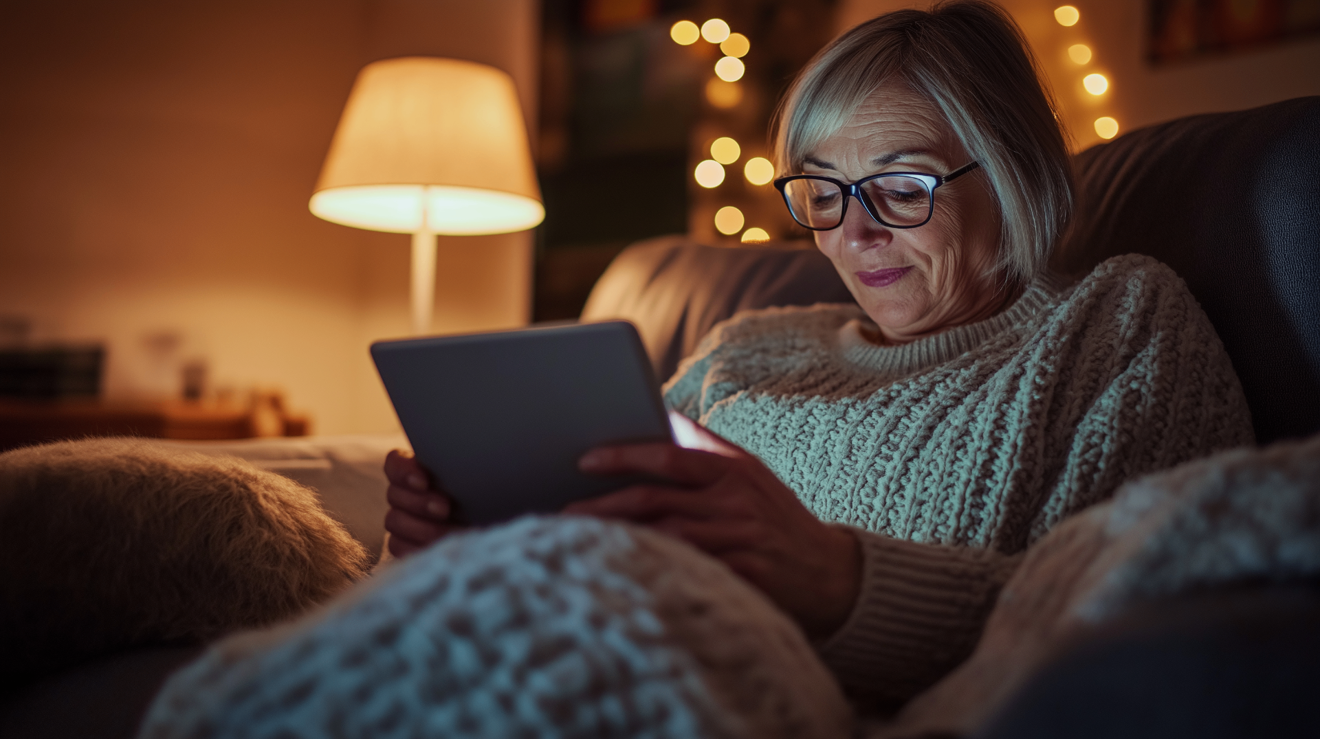 Patient researching dental implant providers on a tablet after a consultation